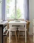 Mio Oak white leather chairs x 4