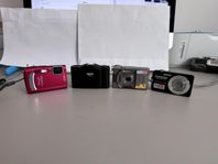 4 små kameror, Olymus, Minox, Konica, Casio