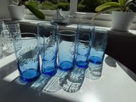 5 blå colaglas