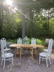 Furubord slagbord & 6 st Vintage Retro stolar