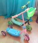 2 sparkcyklar mini scooter m 3 hjul