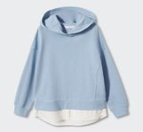 Mango blå hoodie / Tröja med skjortkant Strl.164 / 13-14
