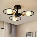 Modern Industriell Taklampa – 4 Lampor i Metall