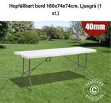 Hopfällbart bord 180x74x74cm, Ljusgrå 
