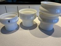 Retro krukor ytterfoder royal krona vitt glas planta