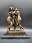 Staty, Brons, De Tre Gracerna - 24.5 cm - Brons, Marmor