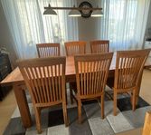 Teakbord med 6 stolar