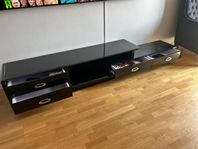 Black Glossy TV Stand with Glass Top