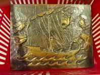 Antique Greek Embossed Plaque Copper Handmade from Greece