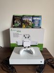 Xbox One S 1TB + spel + originalkontroll + kartong