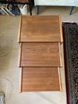 satsbord, soffbord, sidobord i teak 