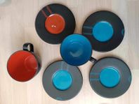 IKEA Record Coffee Cup Saucer Black & Red 7  