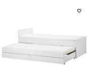 IKEA SLÄKT säng med utdragbar extrasäng inkl 1 madrass 