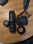 Canon EOS 1100D med 3 objektiv samt väska