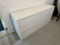 IKEA MALM byrå, 6 lådor, vit – 250 kr