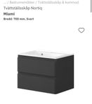 Nortiq Miami kommod svart högglans 70cm + slimline handfat