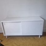 Förvaringsbänk med skjutdörrar, vit, 100x37 cm
