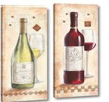 Wine motif 2 vinflaskor tavlor  - Claudia Ancillotti.