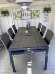 Utebord med 6st stapelbara stolar + dynor