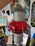 Vintage lampa röd glas signallampa