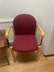 Comfortable Wooden Armchair with Burgundy Upholstery