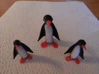 RETRO 3 st glasfigurer pingviner glasdjur tittskåp 1950-tal