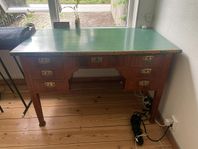 Vintage Wooden Desk with Green Top