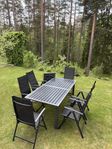 utebord med 6 stolar 