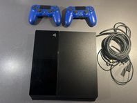 Ps4 med två kontroller + power kabel och HDMI
