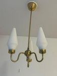 TAKLAMPA / 3 Armad / Mässing och Glas / 1900-tal