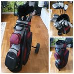 Golfklubbor, bag, vagn, dam, höger