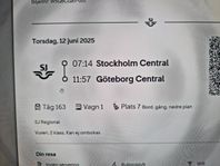 Tågbiljett - Stockholm - Göteborg