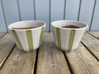 Terracotta krukor med glasering vintage