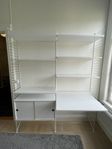 Komplett stringsystem: skåp, hyllor, hatthylla & golvgavlar