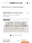 Beige 3-sitssoffa Monaco