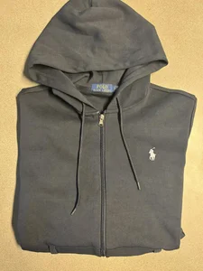 Blå Polo Zip Hoodie.