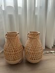 2 x Ikea Misterhult rattan table lamps