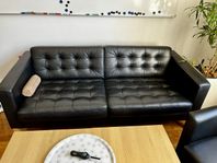 Soffa och fåtölj, svart två-sits