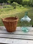 Stor grön Damejeanne 30 l inkl korg