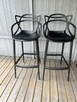Italiensk designer Barstol, Kartell Masters 75 cm, Svart.   