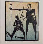 Åke HOLM Signerad linoleumsnitt "Saul och David", 1977