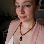 Äkta Baltiskt Bärnsten Halsband med Obsidian.