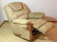 Reclinerfåtölj Beige Moccaliknande Mocka Tyg
