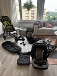 Paket med ligg och sittvagn samt babyskydd plus Isofix