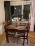 Gammalt Ekmatbord + 6stolar