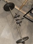 skivstång med 2x10kg + hantel 2x2,5kg