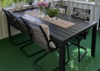 Trädgårdsbord med 6 stolar i svart