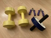 5 kg hantlar, maghjul & grepptränare