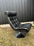 SKÄNKES retro vintage skinnfåtölj med krom