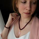 Äkta Baltiskt Bärnsten Halsband Cherry med Rosenkvarts